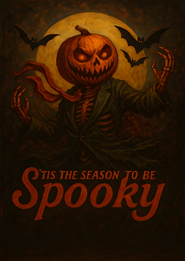Spooky Season Pumpkin Scarecrow Illustration
