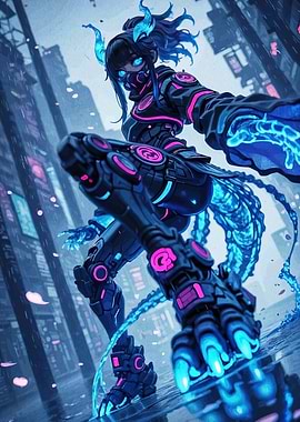 Cyberpunk Girl in Futuristic Cityscape