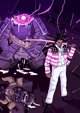 Lil Uzi Vert Pink Tape Cartoon Illustration