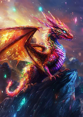 Dragon Perched on Rocky Peak