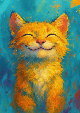 Smiling Orange Cat Painting