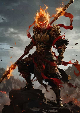 Monkey King with Flaming Hair