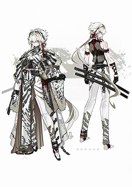 Anime character design with swords