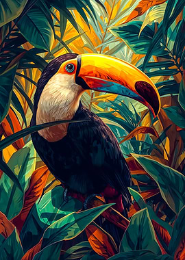 Vibrant Tropical Toucan in Lush Jungle