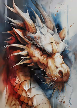 Watercolor Dragon Portrait
