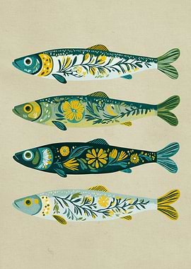 Coastal Floral Sage Green Sardines