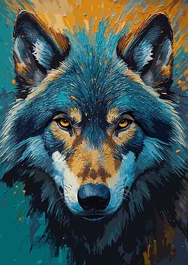 Abstract Wolf Portrait Digital Painting
