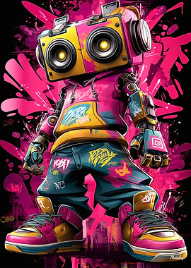 Beatbot – Street Graffiti Robot in Neon Urban Style
