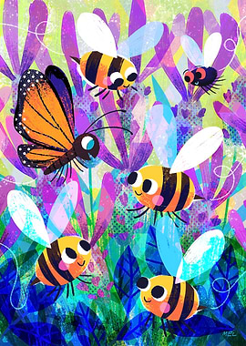 Bees in the Lavender Garden