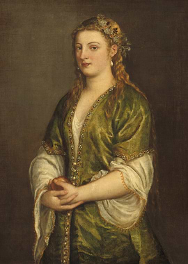Titian – Woman Holding an Apple (ca. 1550) | Venetian Renaissance Portrait of Grace and Symbolism