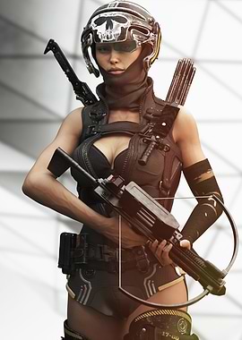 Futuristic Warrior Woman with Crossbow