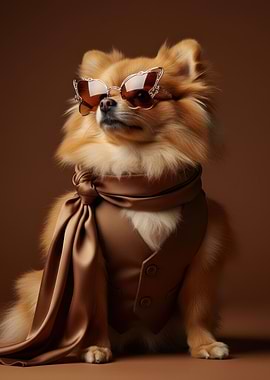 Stylish Pomeranian with Butterfly Sunglasses