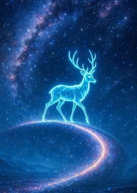 Fantasy Celestial Deer in Starry Night