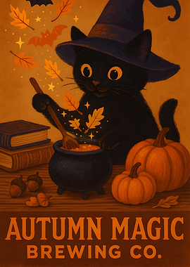 Cute Black Halloween Cat Witch