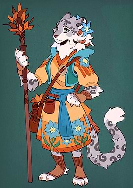 Anthropomorphic Snow Leopard Character Illustration