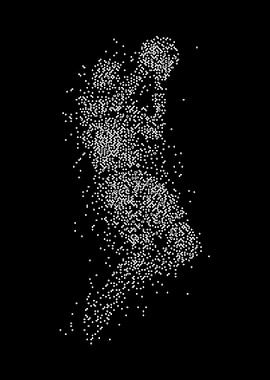 Abstract basketball Figure in White Dots on Black