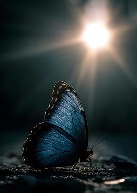 Blue Butterfly in Sunlight