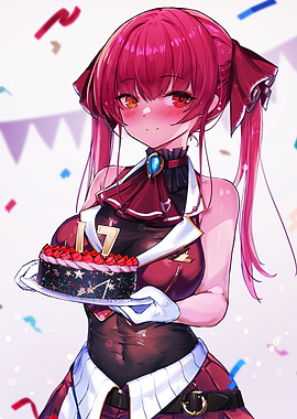 Anime Girl with Birthday Cake