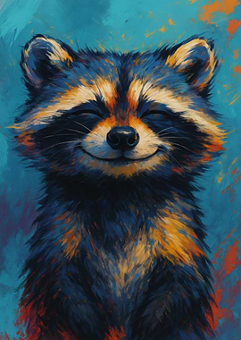 Smiling Raccoon Portrait