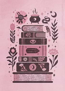 Witchy Pink Library of Books