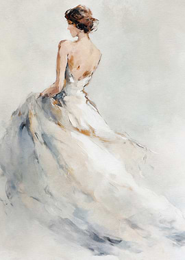 Woman in White Dress Painting