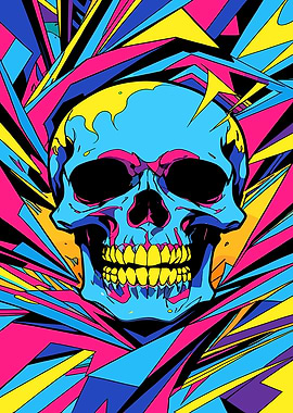 Colorful Skull with Abstract Background