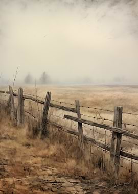 Misty Field Wooden Fence
