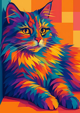 Colorful Cat Portrait