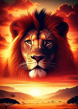 Lion Portrait Sunset