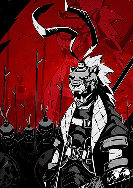 Tiger Mask Samurai Warrior Illustration