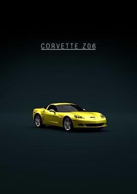Yellow Corvette Z06 on Dark Background