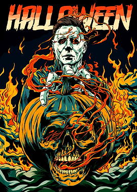 Michael Myers Halloween Pumpkin Skull Art