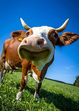 funny Brown and White Cow