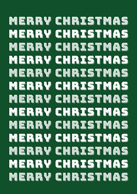 Merry Christmas Text Pattern on Green