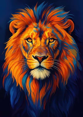 Colorful Lion Portrait