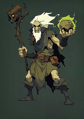 Stylized Wizard with Skull and Staff