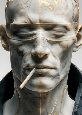 Marble Man with Cigarette and Blindfold