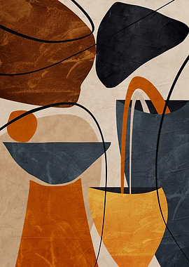 Abstract Shapes Art in Earth Tones