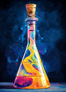 Colorful Potion in Erlenmeyer Flask