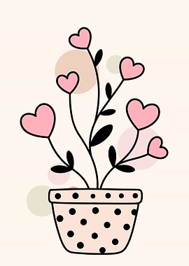 Heart Flowers in Polka Dot Pot