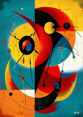 Celestial Mechanics – Modern Cosmic Geometry in Cyan, Gold, and Vermillion