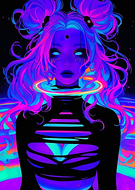 Neon Cyberpunk Girl Portrait