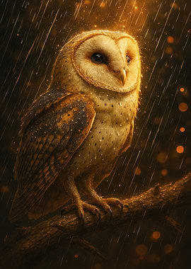 Barn Owl in the Rain