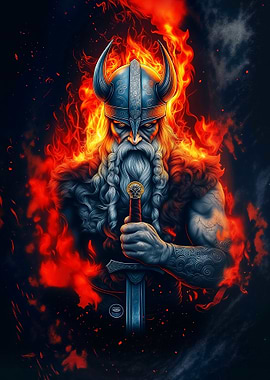 Viking Warrior in Flames