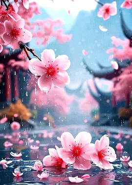 Cherry Blossoms Rain