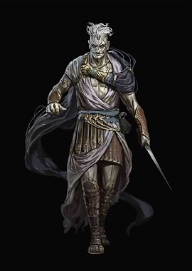 Fantasy Character with Dagger on Black