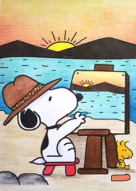 Snoopy the Artist at the Beach
