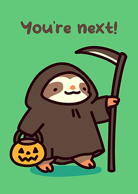 Sloth Grim Reaper Halloween Cartoon
