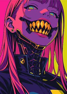 Cyberpunk Girl with Robotic Jaw