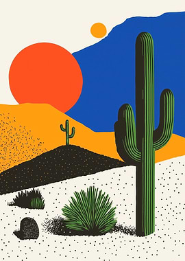 Cactus and Sun in the Desert